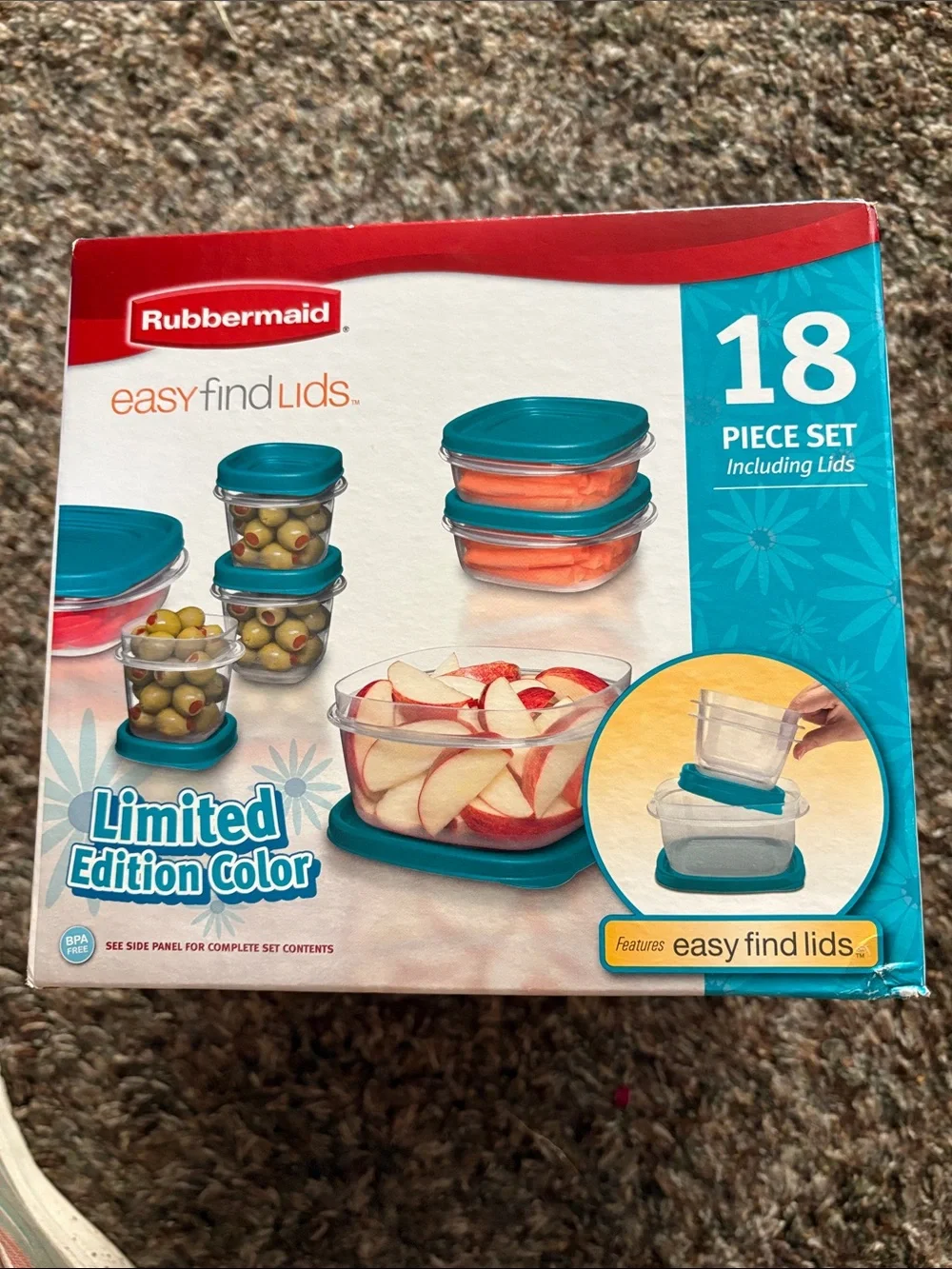 Rubbermaid Easy Find Lids Food Storage Set - Teal Lids